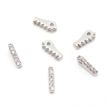 スペーサーチャーム スペーサービーズ ジルコニア付き ブレスレット ネックレス制作におすすめ 穴あり 約1.5×7mm（2ヶ）