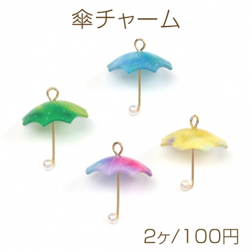 傘チャーム アンブレラ ミニかさ 傘型パーツ 花模様 ピアス イヤリング制作 季節diyチャーム 約19×22mm（2ヶ）