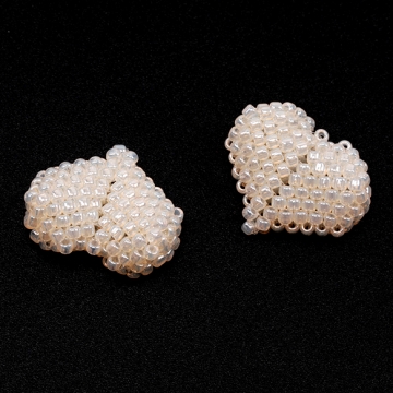 ビーズ編みパーツ リボンカボション シートビーズリボンパーツ ヘア飾り制作におすすめ 約18×22mm（1ヶ）