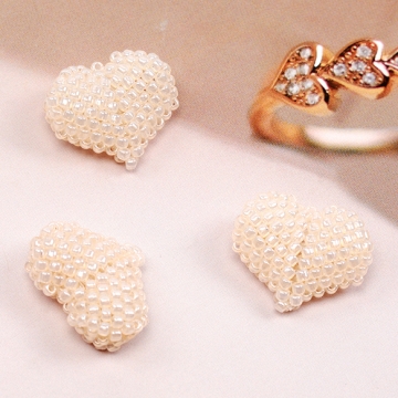 ビーズ編みパーツ リボンカボション シートビーズリボンパーツ ヘア飾り制作におすすめ 約18×22mm（1ヶ）
