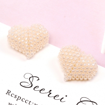 ビーズ編みパーツ リボンカボション シートビーズリボンパーツ ヘア飾り制作におすすめ 約18×22mm（1ヶ）