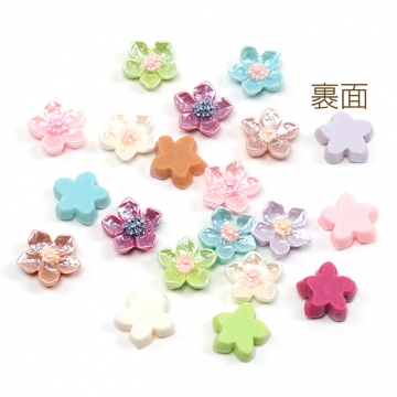 樹脂貼付けパーツ さくら サクラ 桜 花型 フラワー 貼付けパーツ デコパーツ カボション ランダムカラー 約12mm（30ヶ）