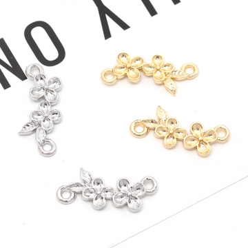デザインコネクター 花 フラワーモチーフ ジョイントパーツ 接続金具 連結パーツ 2カン 約8×18mm（6ヶ）