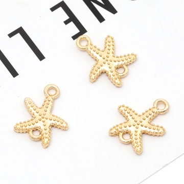 デザインコネクター ヒトデモチーフ マリンチャーム  ジョイントパーツ 接続金具 連結パーツ 2カン 約12×14mm（6ヶ）
