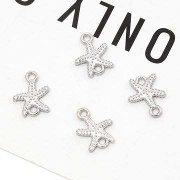 デザインコネクター ヒトデモチーフ マリンチャーム  ジョイントパーツ 接続金具 連結パーツ 2カン 約9×11mm（6ヶ）