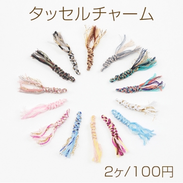 タッセルチャーム 刺繍糸タッセル タッセルパーツ ピアス イヤリング キーホルダー制作におすすめ 長さ約6cm（2ヶ）
