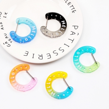 アクリルカラビナ C型 グラデーション 推し活 アクリルキーホルダー ポップで可愛いアクリルカラビナ 約4.5×5cm（1ヶ）