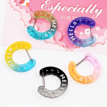 アクリルカラビナ C型 グラデーション 推し活 アクリルキーホルダー ポップで可愛いアクリルカラビナ 約4.5×5cm（1ヶ）