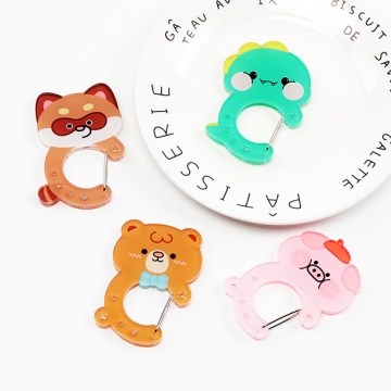 アクリルカラビナ レッサーパンダ 熊 ブタ 恐竜型 推し活 アクリルカラビナ アクリルキーホルダー 約5×7.5cm（1ヶ）