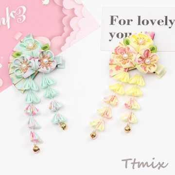 和柄ヘアクリップ 桜 七五三髪飾り 和風ヘアクリップ 着物ヘッドドレス 成人式 卒業式 扇子型 約6×14cm（1ヶ）