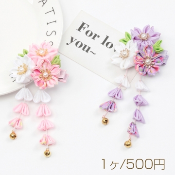 和柄ヘアクリップ 桜 七五三髪飾り 和風ヘアクリップ 着物ヘッドドレス 成人式 卒業式 扇子型 約5.5×14cm（1ヶ）