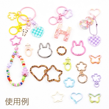 カラビナ うさぎ顔型 アニマルカラビナ キーリング キーホルダー カニカン ナスカン フック金具 約37×43mm（2ヶ）