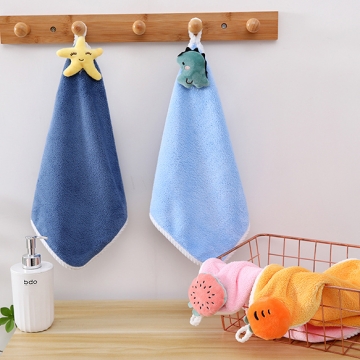 ループ付きタオル 吊り下げタオル 子供 キッズタオル ハンドタオル マスコット付きタオル 約30×30cm（1枚）