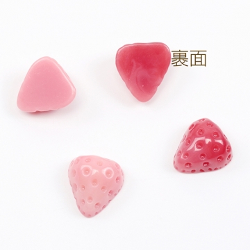 いちご貼付けパーツ ヘタなし 苺 イチゴ 樹脂カボション 貼り付け 樹脂パーツ ピンクカラー 約13×14mm（6ヶ）