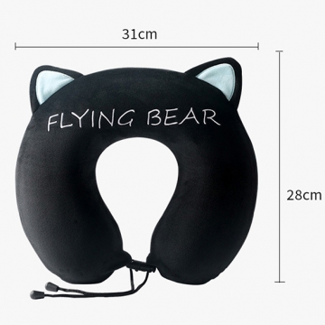 ネックピロー 猫耳型 キッズ低反発ネックピロー 飛行機 アウトドア 旅行 トラベルピロー約310×280mm（1個）
