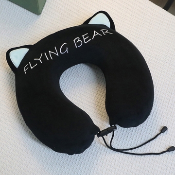 ネックピロー 猫耳型 キッズ低反発ネックピロー 飛行機 アウトドア 旅行 トラベルピロー約310×280mm（1個）
