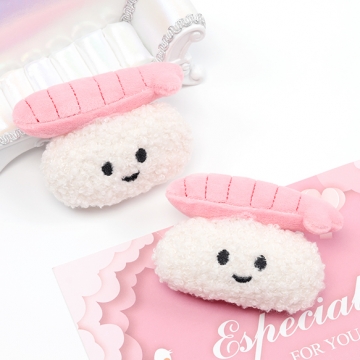 クッションパーツ エビのおすし にぎり寿司 マスコット ぬいぐるみ デコパーツ 貼付け可 縫付け可 約6×8.5cm（1ヶ）