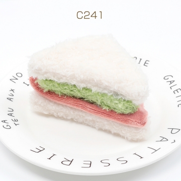 クッションパーツ サンドイッチ ハムサンド 食品サンプル ぬいぐるみ デコパーツ 貼付け可 縫付け可 約5×10cm（1ヶ）