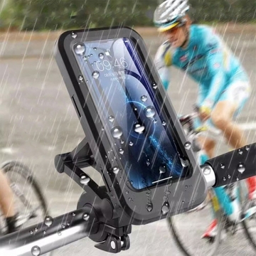スマホ防水ホルダー 自転車 原付バイク用 超便利 UberEATSスマホホルダー 防水ケース 360度 可動式 角度調整 (1ヶ)