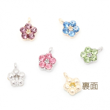ガラスチャーム ガラスラインストーンチャーム フラワー フラワー 五弁花 1カン 約7×10mm（4ヶ）