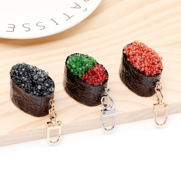 食品サンプルキーホルダー  軍艦寿司 ジャパンニーズフード ミニチュアフード ゴールド回転カン付き 約2.5×8cm（1ヶ）