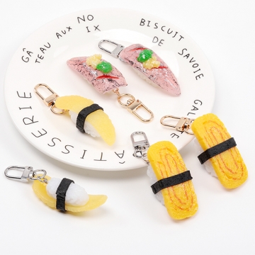 食品サンプルキーホルダー 玉子握り 数の子 アジのにぎり おすし 握り寿司 ミニチュアフード 約2.7×9cm（1ヶ）