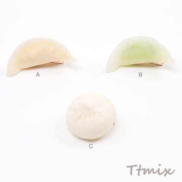 食品サンプルヘアクリップ 肉ギョウザ 野菜餃子 小籠包 中華点心 コスプレ ヘアアクセサリー 約2.6×8.4cm（1ヶ）