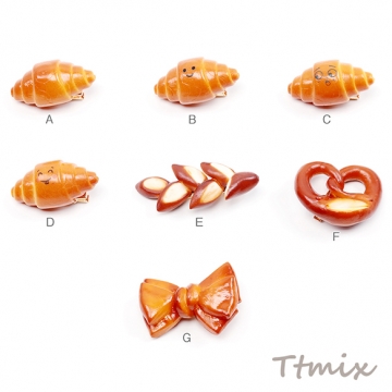 食品サンプルヘアクリップ プレッツェル 塩パン ブレッド ユニークヘアアクセサリー 約3×5.7cm（1ヶ）