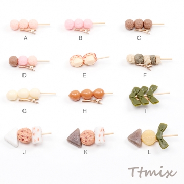 食品サンプルヘアクリップ おでん 団子 うずら卵 おでん串ヘアアクセサリー コスプレヘア飾り 約1.8×7cm（1ヶ）