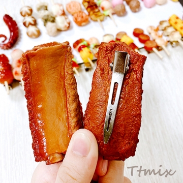 食品サンプルヘアクリップ 北京ダック スペアリブ フライドポテト コスプレ ユニークな髪飾り 約2.8×5.5cm（1ヶ）