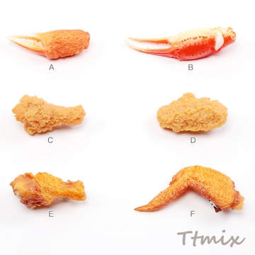 食品サンプルヘアクリップ カニ爪 フライドチキン 手羽先 ドラム コスプレ ユニークな髪飾り 約3.1×9.4cm（1ヶ）