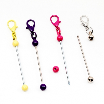 カスタムキーホルダー ストラップ キーホルダー 金具 ビーズキーホルダー カニカン付き 約0.16×8cm（2ヶ）