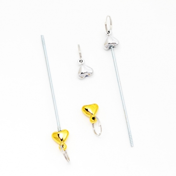カスタムキーホルダー ハート ストラップ キーホルダー 金具 ビーズキーホルダー 両端二重カン付き 約0.2×9cm（2ヶ）