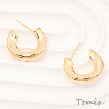 ファッションピアス オープンフープピアス ピアス ハーフリングピアス スタイリッシュ メタルピアス 約6×21mm（1ペア）
