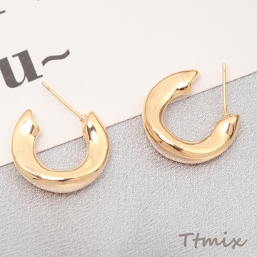 ファッションピアス オープンフープピアス ピアス ハーフリングピアス スタイリッシュ メタルピアス 約6×21mm（1ペア）