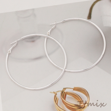 フープピアス ラウンド リングワイヤーピアス シンプル おしゃれ メタルピアス 約2×58mm（1ペア）