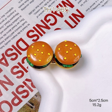 ヘアクリップ ハンバーガー 食品サンプル 前髪クリップ サイドクリップ へアピン ヘア留め 約50x25mm(1ヶ)