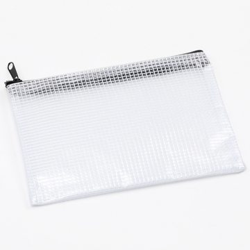 PVCポーチ A6 防水 半透明 メッシュ ジッパー付き 書類 領収書 文房具 雑貨 約11.5×16.5cm（1ヶ）