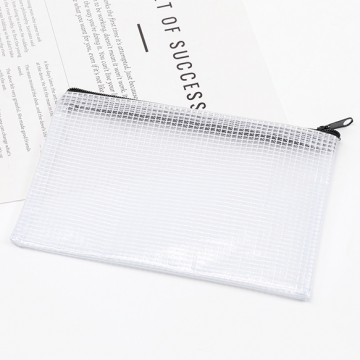 PVCポーチ A6 防水 半透明 メッシュ ジッパー付き 書類 領収書 文房具 雑貨 約11.5×16.5cm（1ヶ）