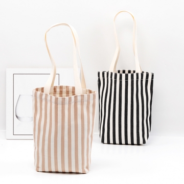 トートバッグ マチあり ストライプ柄 キャンバス ショルダーバッグ 約10×28×30cm（1ヶ）