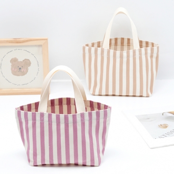 手さげトートバッグ ランチバッグ マチあり ストライプ柄 キャンバス 手さげ袋 約10×18×30cm（1ヶ）