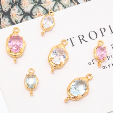 コネクターチャーム オーバル ガラスチャーム ジョイントパーツ 連結パーツ 接続金具 メタルチャーム 約9×19mm（1ヶ）