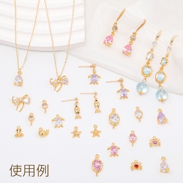 コネクターチャーム オーバル ガラスチャーム ジョイントパーツ 連結パーツ 接続金具 メタルチャーム 約9×19mm（1ヶ）