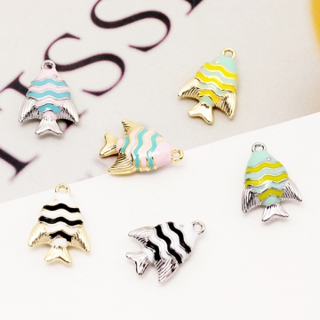 エポチャーム ストライプ 縞々 さかな 熱帯魚 海 マリンチャーム メタルチャーム 約12×17mm（2ヶ）