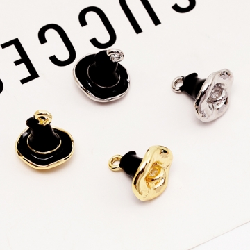 エポチャーム 魔女の帽子 立体 魔法使い ハロウィン メタルチャーム 約11×12mm（2ヶ）