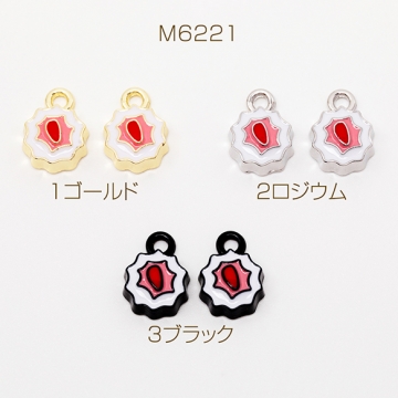 エポチャーム イラスト風 いちご ケーキ 半面 スイーツ ミニチュア メタルチャーム 約9×12mm（4ヶ）