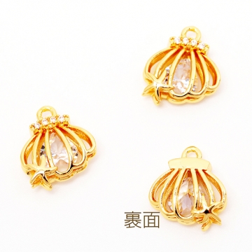 ガラスチャーム ヒトデ 貝 ストーン付き ホタテ マリンチャーム メタルチャーム 約12×13mm（1ヶ）