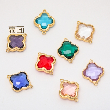 コネクターチャーム フラワー ガラスチャーム 連結パーツ 接続金具 メタルチャーム 約16×20mm（2ヶ）