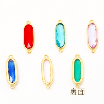 コネクターチャーム ロングオーバル 縦長 ガラスチャーム 連結パーツ 接続金具 メタルチャーム 約7×21mm（2ヶ）