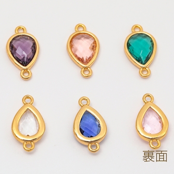 コネクターチャーム しずく ガラスチャーム 連結パーツ 接続金具 メタルチャーム 約8×14mm（2ヶ）